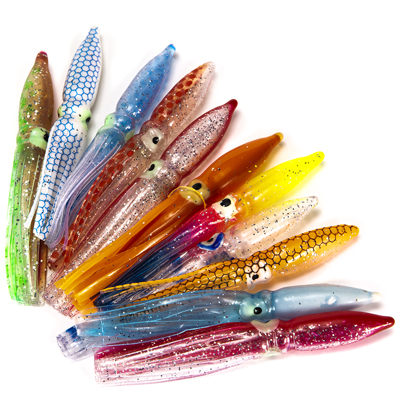 wholesale stock 8cm multi colour deep sea trolling soft lure squid ocean artficial bait octopus lure mix color soft fishing lure