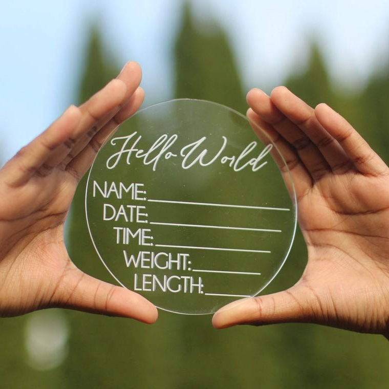 Акриловая детская табличка Hello World, знаки для фотосъемки новорожденных, Круглое стекло для детских праздников