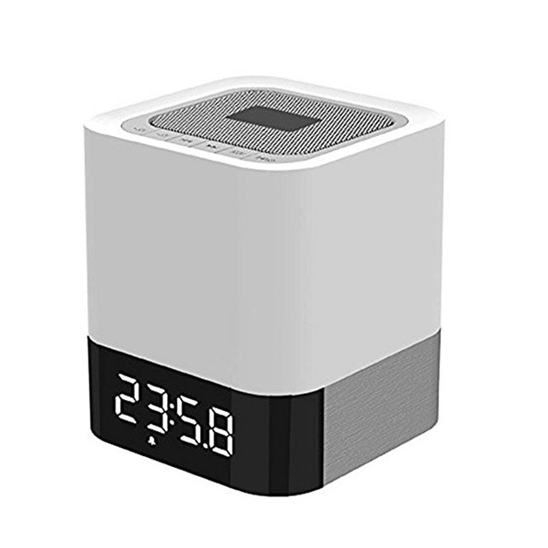 Перезаряжаемая Светодиодная настольная лампа ночник Bluetooth динамик с будильником