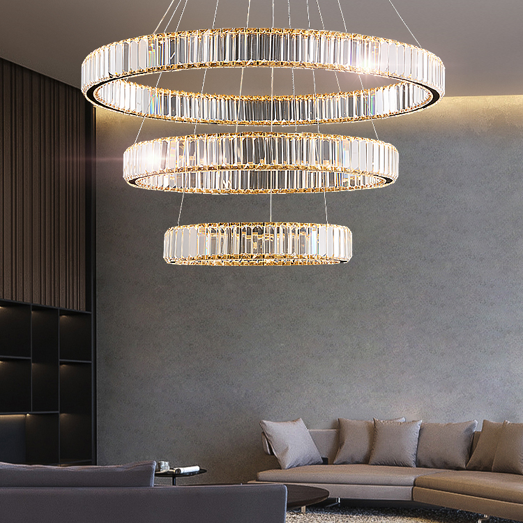 Professional Indoor Lighting Ring Modern Light Customizable European Modern Hotel Hall Chandelier Pendant Led Light
