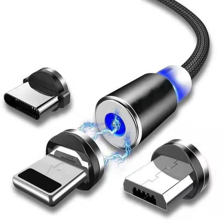 Кабель зарядного устройства для сотового телефона USB Магнитный светодиодный зарядный кабель 3 в 1 зарядный Магнитный кабель для Apple Lightning