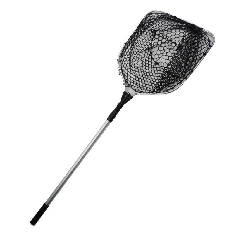 Hot Sale 2.80m Durable Aluminum Alloy Material Extendable Long Handle Rubber Fishing Landing Net
