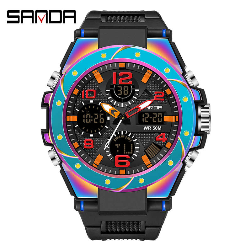 SANDA 6008 New hot Sport Men's Watches Luminous Waterproof Analogue Digital Watches Waterproof