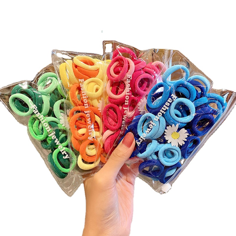 Women 50pcs/bag head rope simple hair circle rope for girl hair tie high elastic rubber band hair ring headdress