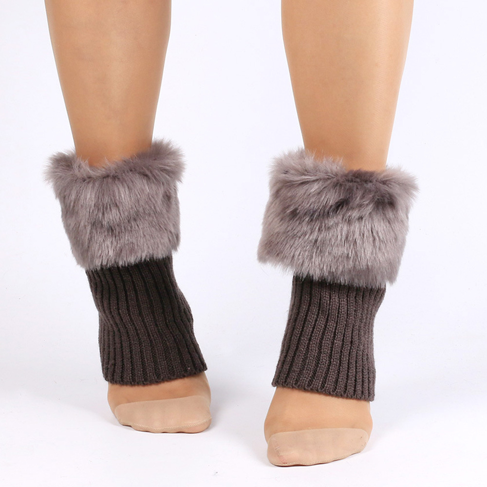 Autumn and winter new faux fur warmth knit short boot cover