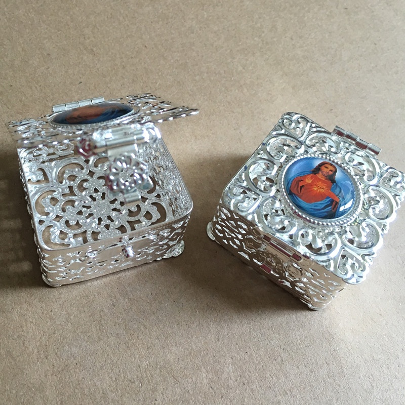 Серебряное покрытие четки коробка квадратные железные коробки для 6 мм бисера четки