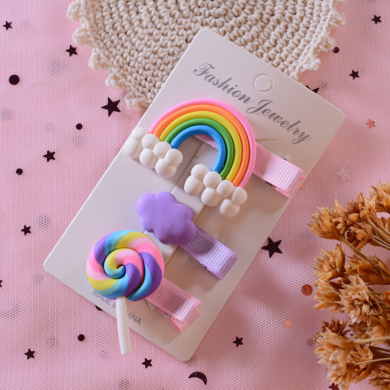 Trending Korean Cute Girl Pink 3pcs Hair Clip Hairclips Pince A Cheveux Presilha De Cabelo Kids Candy Lollipop Hairpins