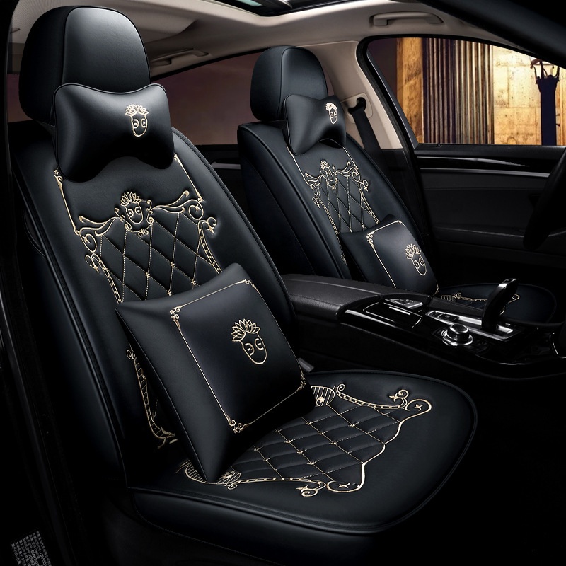 Car Seats Cover Pu Leather Light luxury Universal With Car Seat Cushion Car Seat Covers Full Set