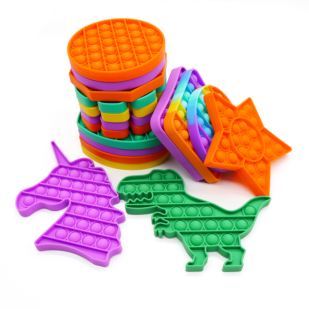 Amazon Hot Selling Stress Relief Sensory Toys Silicone Bubble Push Pop It Fidget Toy