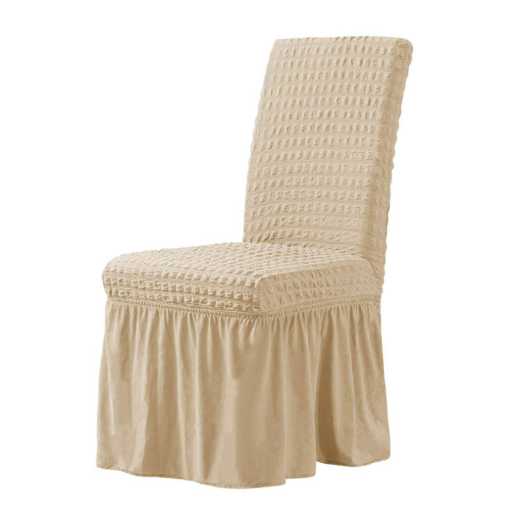 Dining soild Chair Cover Stretch with Skirt Universal Fitted Chair Slipcovers,Washable Furniture Protector for Party