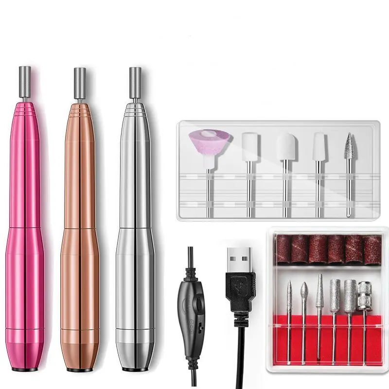 Promotion high quality small electric nail drill with stainless steel ABS material nail polisher