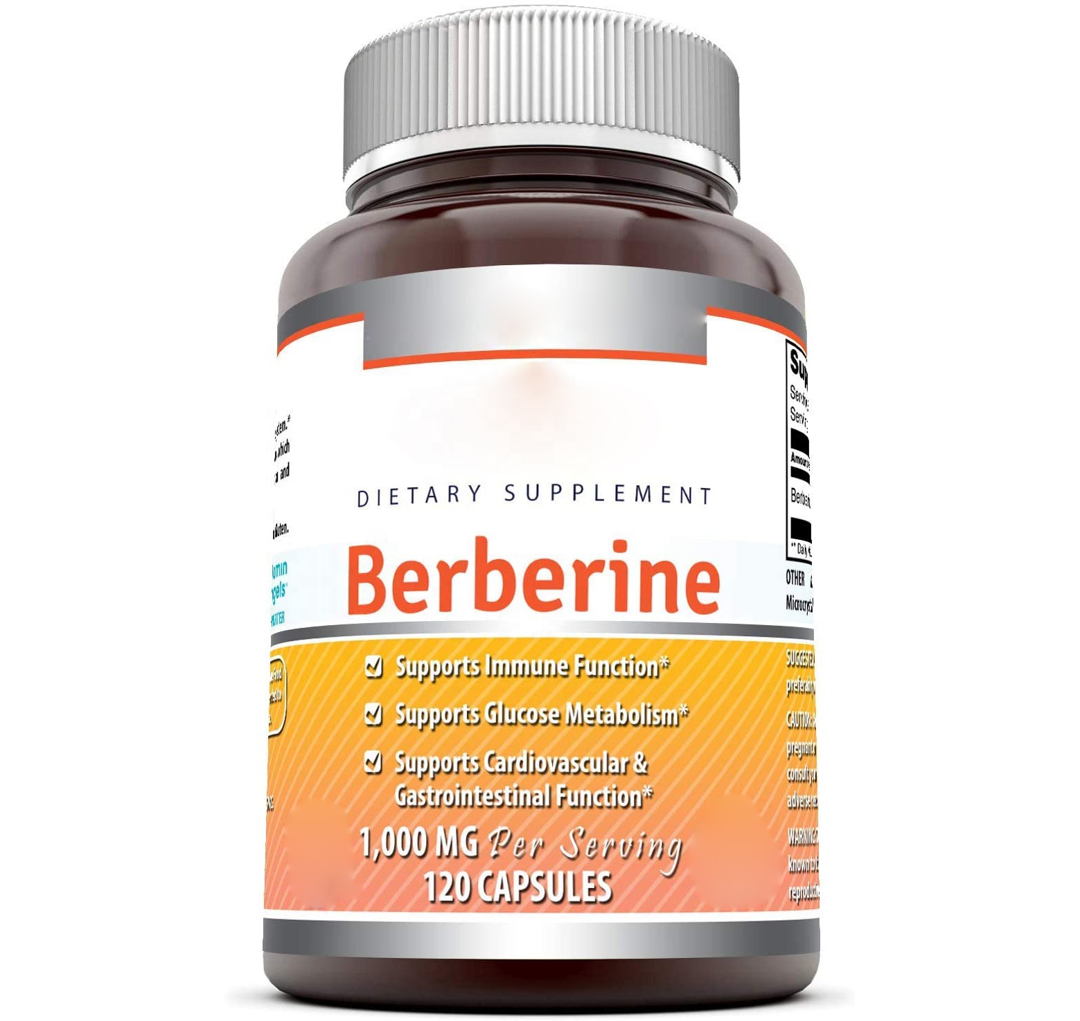 Private Label Berberine 500mg (1000mg Per Serving) 120 Capsules Supports Immune Function Cardiovascular & Gastrointestinal