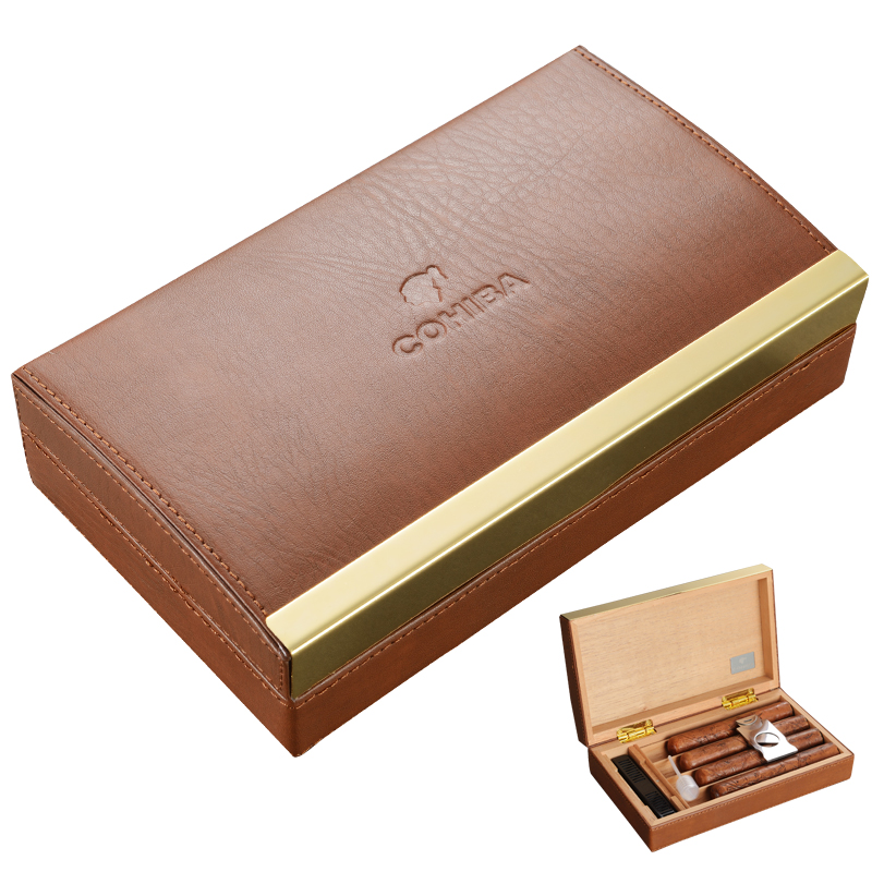 Портативный кожаный футляр для сигар Cohiba
