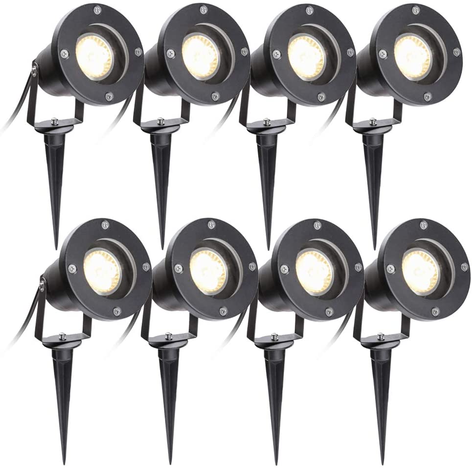 GU10 садовый прожектор водонепроницаемый COB LED садовое освещение прожектор теплый белый с заземлением Спайк IP65
