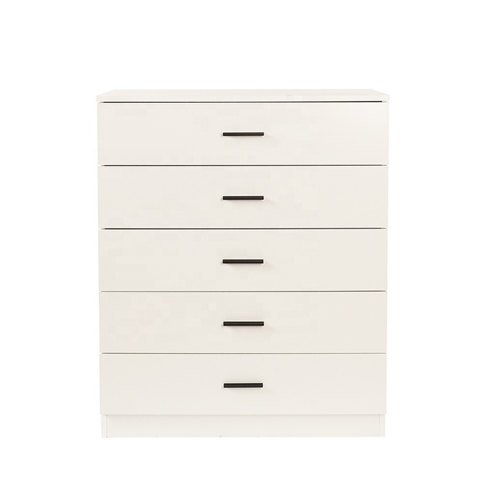 White living room dresser storage cabinet bedroom furniture chest of 5 drawer