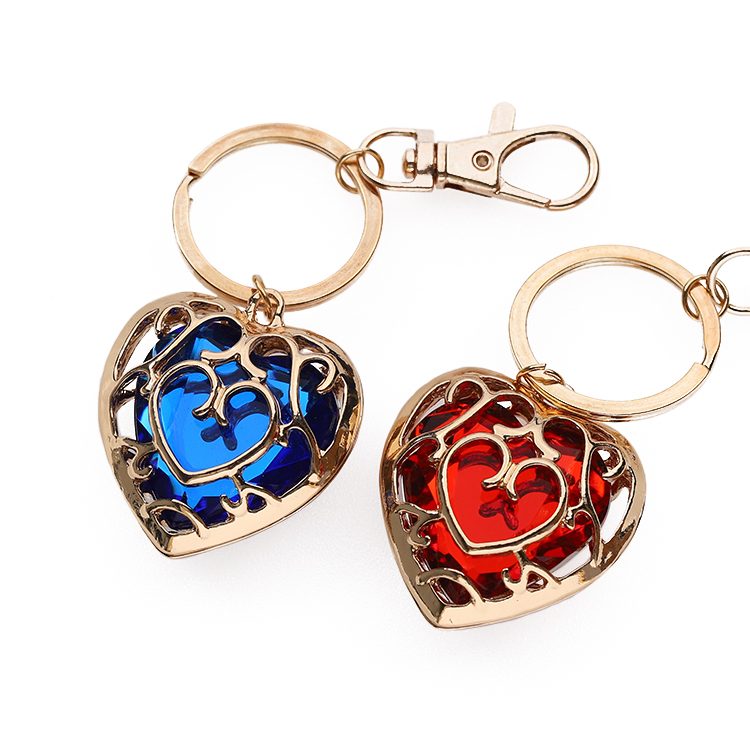 Women fashion custom metal logo heart shape rose gold diamond keychains