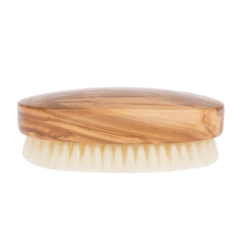 Olive wood Military Hairbrush with EXTRA SOFT Light Bristles, olive wood beard brush