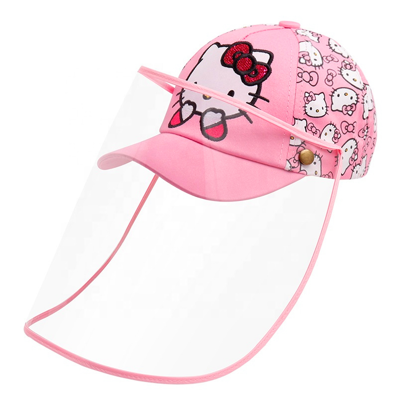 Розовый ветрозащитный экран HELLO-KITTY, пластиковая Кепка для лица, бейсбольная кепка, защита лица
