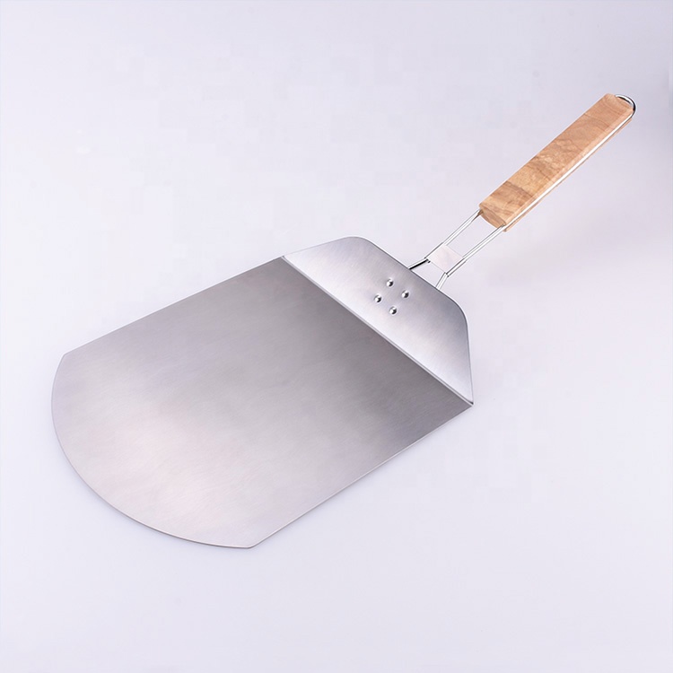 Factory Price Heavy Duty Stainless Steel Wooden Handle Portable Foldable Pizza Spatula Peel