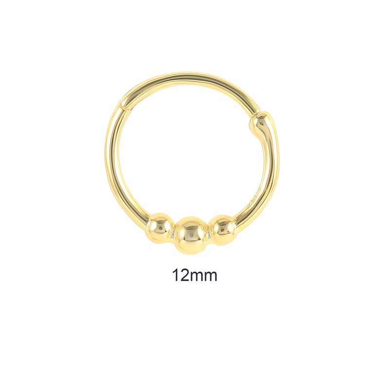 ROXI 6mm-12mm Three Balls 18K Gold Plated Hoop Nose Ring Septumb Piercing No Piercing Jewelry