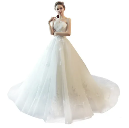 Wedding dress bride trailing small man 2021 new white tube top lace simple fairy temperament forest wedding dress floor length