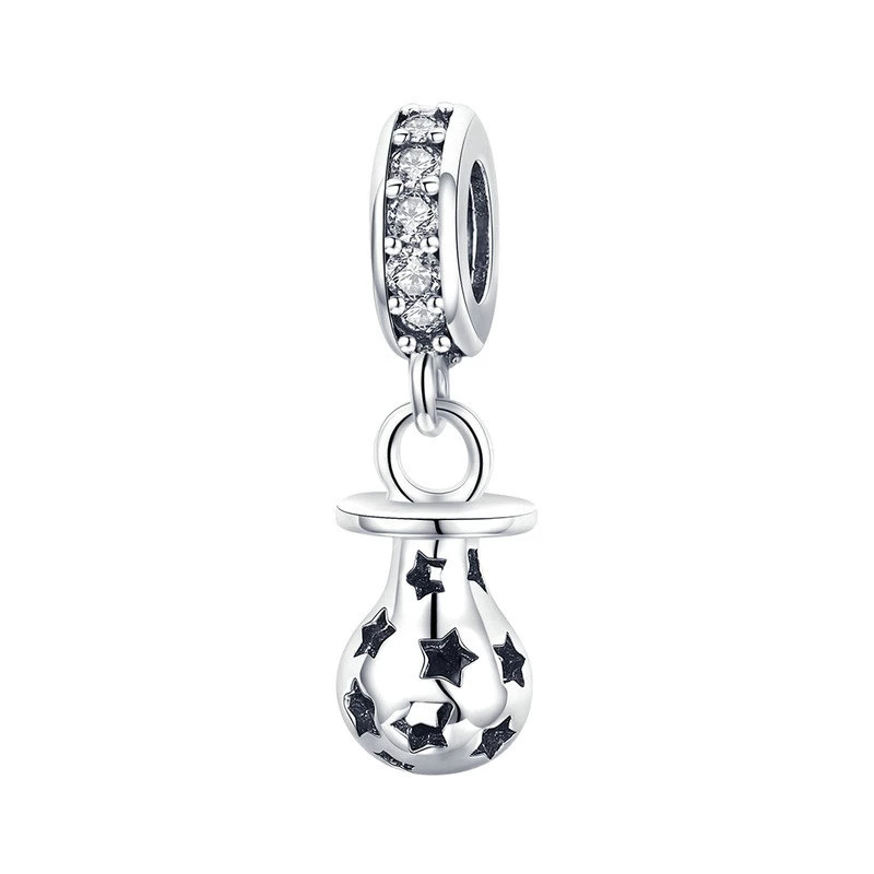 New Arrival 925 Sterling Silver Baby Pacifier And Star Engrave Pendant Charms fit Women Bracelets DIY Jewelry Making
