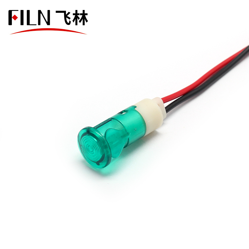 FILN 12mm plastic indicator light with wires 110V 220V 12V 24V directional led illuminated bright red yellow panel signal light