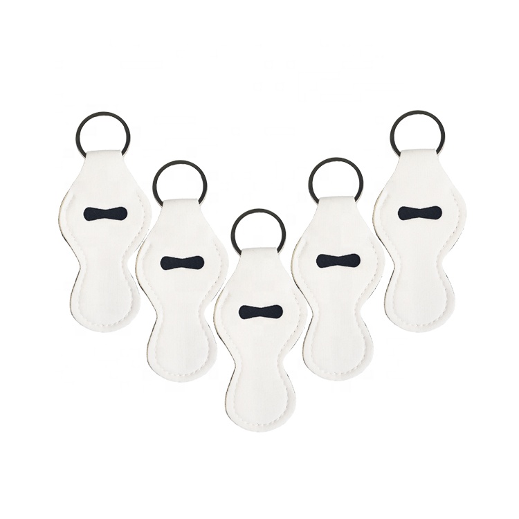 RTS White Sublimation Blank Neoprene Chapstick Holder Keychain In Stock