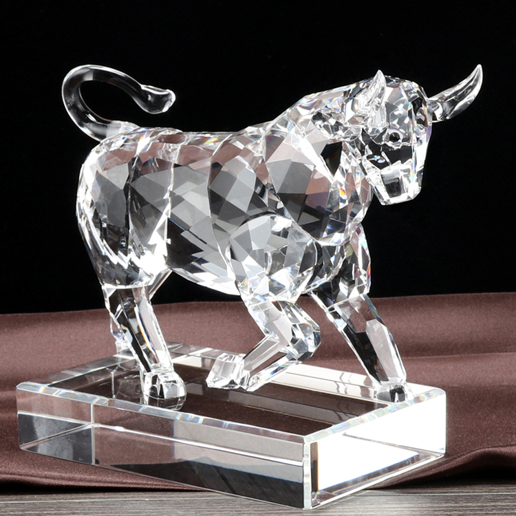 Хрустальное животное, Хрустальное стекло, фигурка OX, Китайский Зодиак для украшения дома