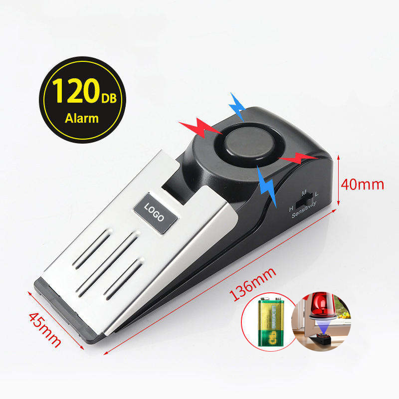 Hot Selling Smart Floor Mounted Portable Alarm Security Door Stop Stopper Holder With Alarm For Travel Home