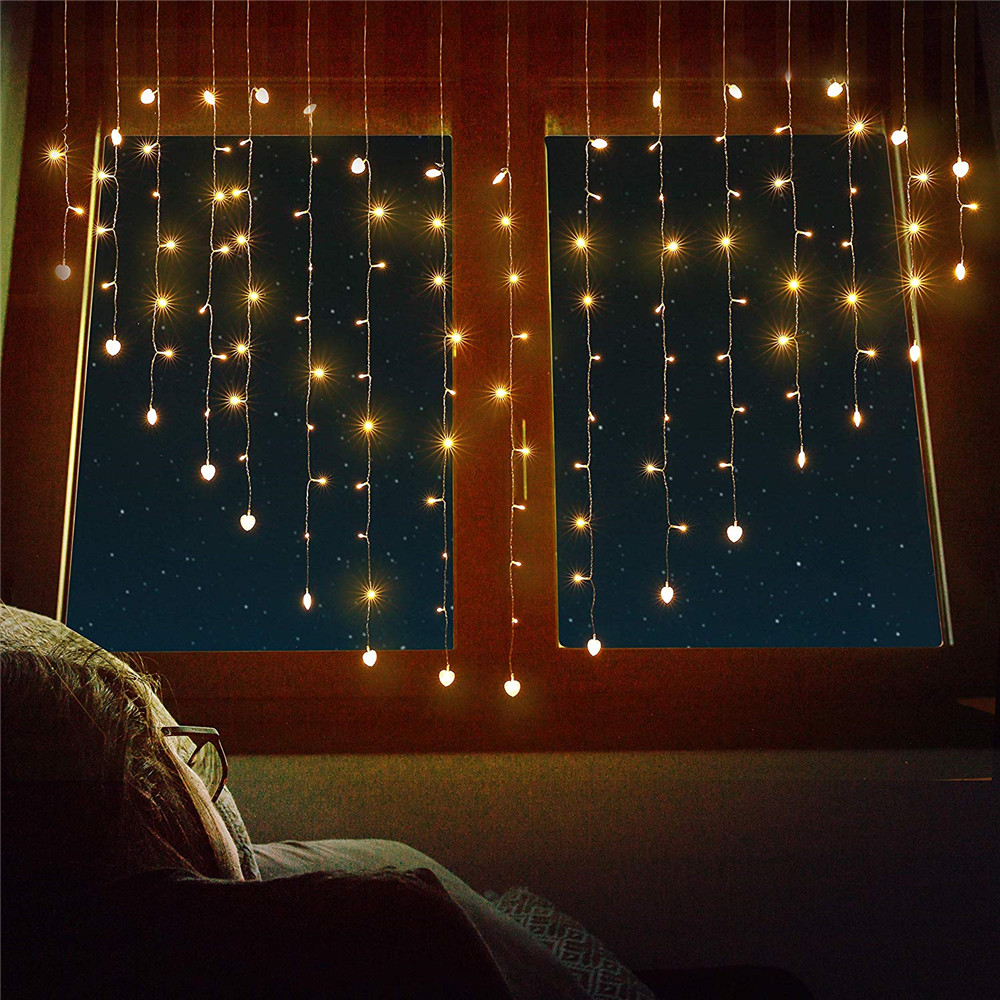 LED Love Curtain Light Luces Led Estrella Heart-Shaped Color Decoration Heart Light String Garland Curtain Cortina De Led