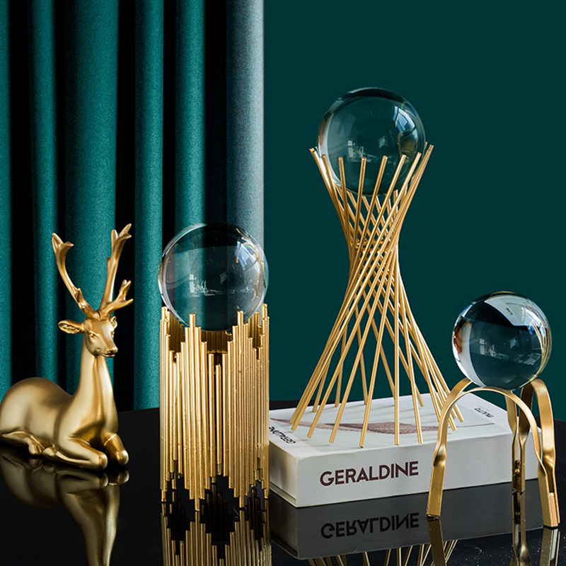 Interior Modern Nordic Table Gold Deer Accessories Pieces Luxury Crystal Ball Decoration Other Home Decor Accessories