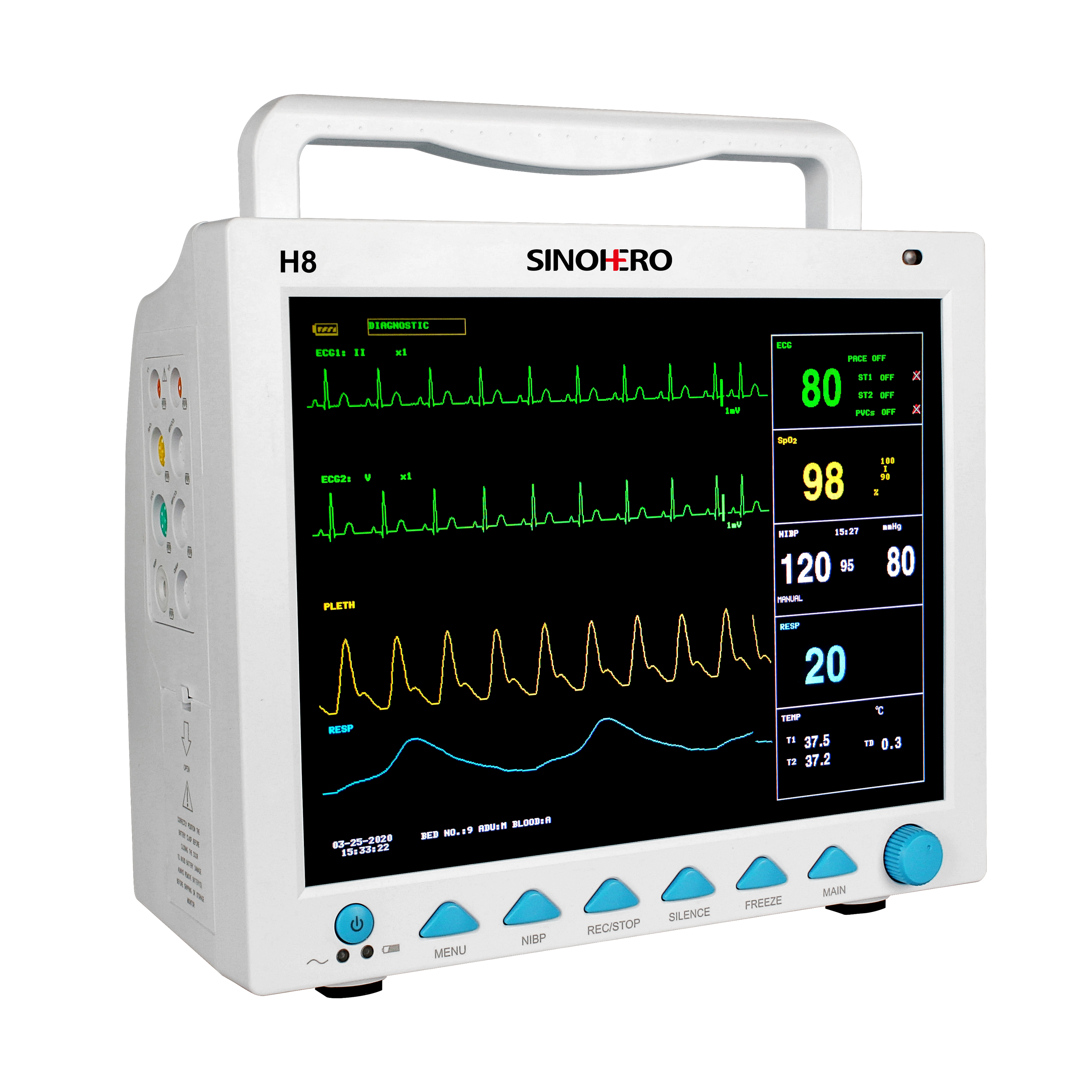 CE ISO Approved Factory Price Medical Equipment Vital Signs Monitor Hospital Multiparameter Portable ICU Patient Monitor