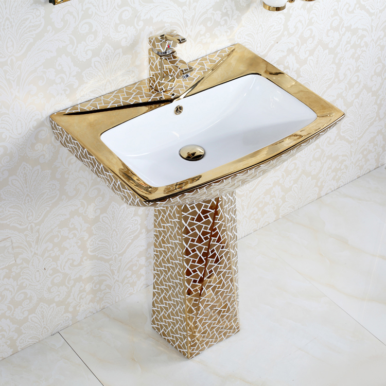 Goldenwaschbecken стоячие цветные раковины для ванной керамические позолоченные двухкомпонентные раковины