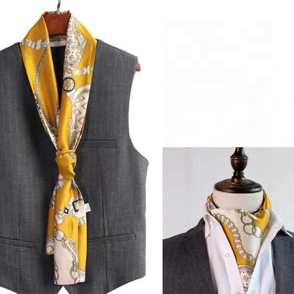 high quality double side printed ascot cravat tie scarf for mens suits