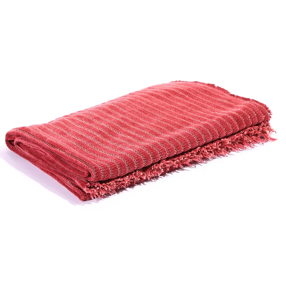 Chenille knit solid red color stripe velvet jacquard chenille fabric for garment clothing fashion women siut skirt