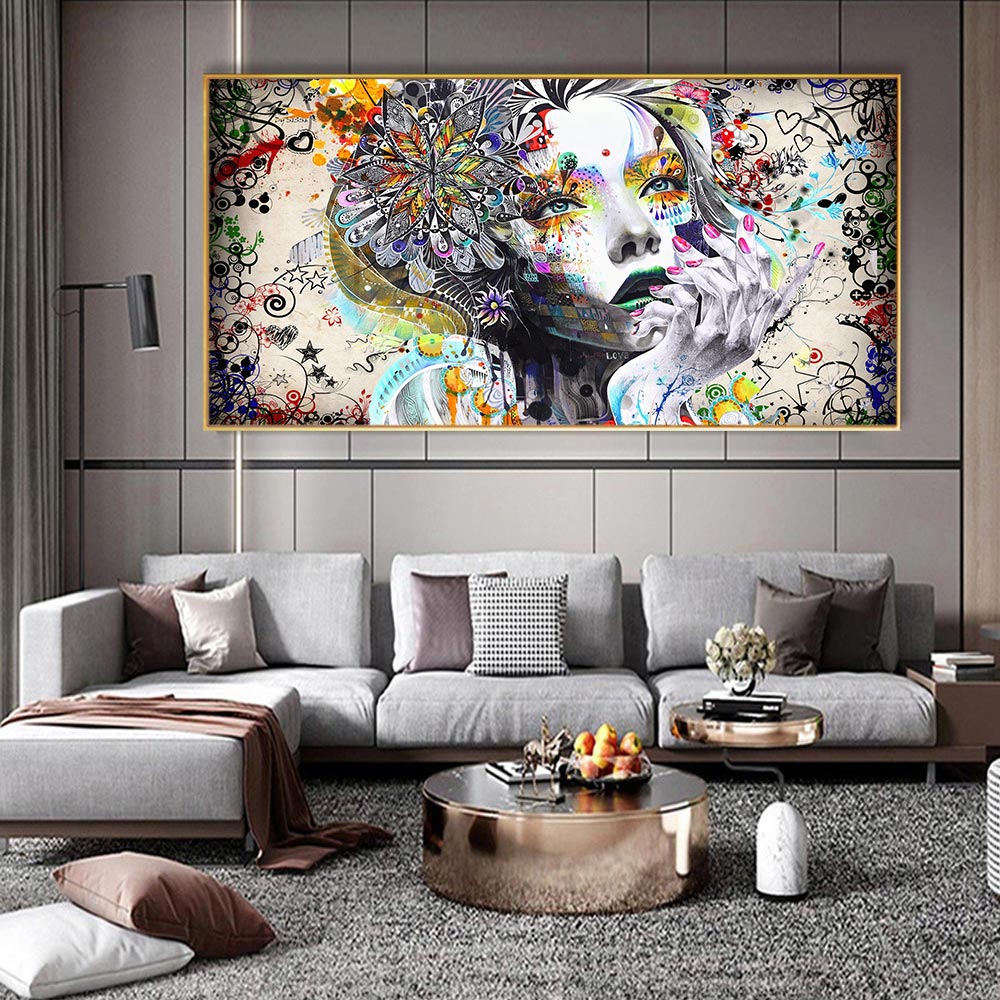Wall Art Picture Canvas Print Love Painting Abstract Colorful Heart Flowers Posters