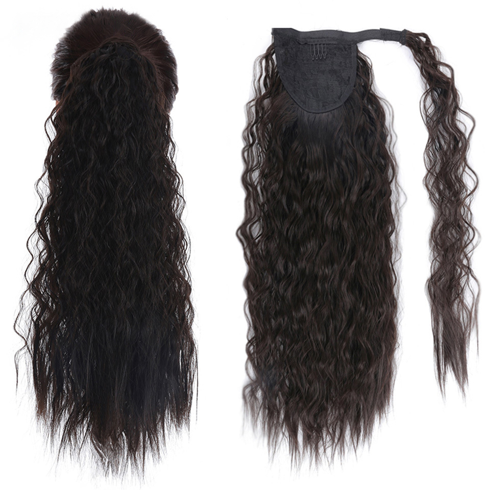 Wholesale Female fluffy Natural Long Kinky Curly Ponytail Hair Extensions Synthetic