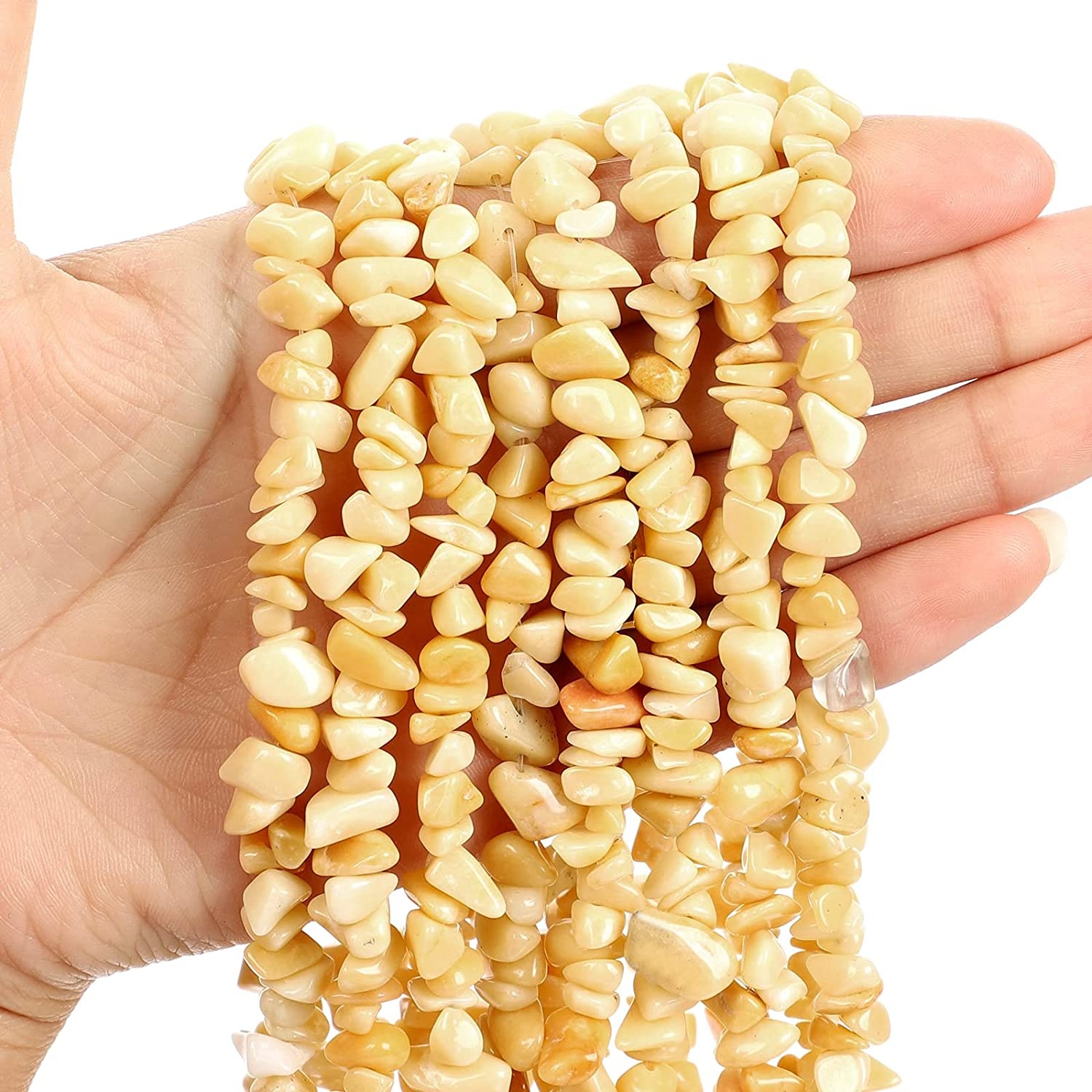 Natural Gemstone Yellow Jade Chips Beads,Crushed Irregular Chips Stone Beads Set,Healing Crystal Loose Beads for Jewelry Making