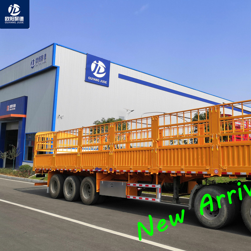 OYJD factory supply low fence truck trailer baseboard use wood timber chairs tables transport with 40ft flatbed trailer on sale