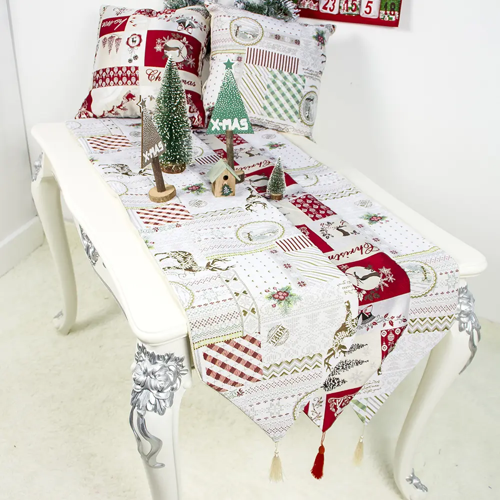 Christmas Decorations European Embroidery Christmas Double-layer 35X200cm Christmas Table Runner