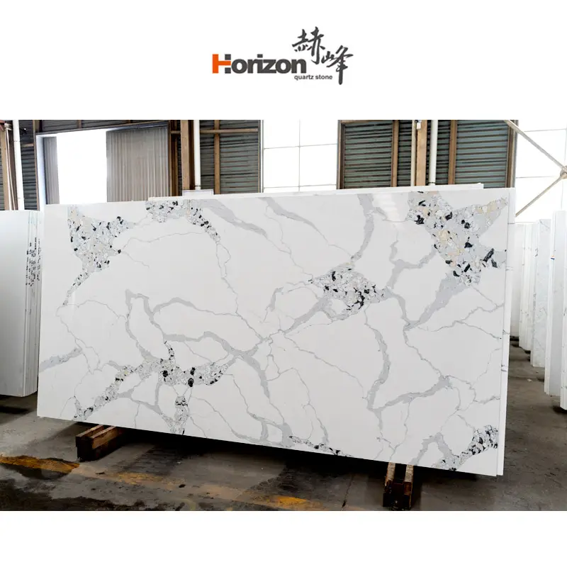 Horizon Faux Stone Panels 2cm 3cm Calacatta Chinese Artificial Marble Kitchen Countertops Quartz Slab