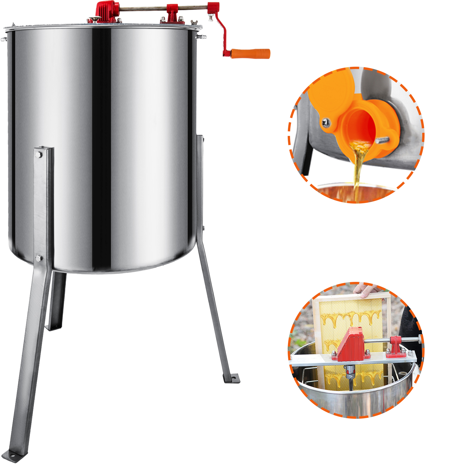 4 Frame Manual Stainless Steel Honeycomb Spinner Beekeeping Honey Extractor