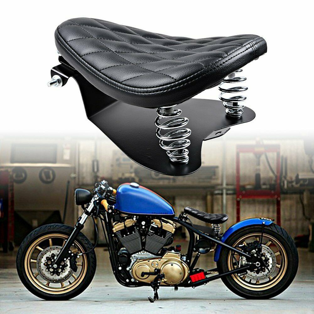 1 SET Motorcycle Retro Leather Solo Seat 3" Spring Bracket for Harley Custom Chopper Sportster Bobber Honda Yamaha Kawasaki