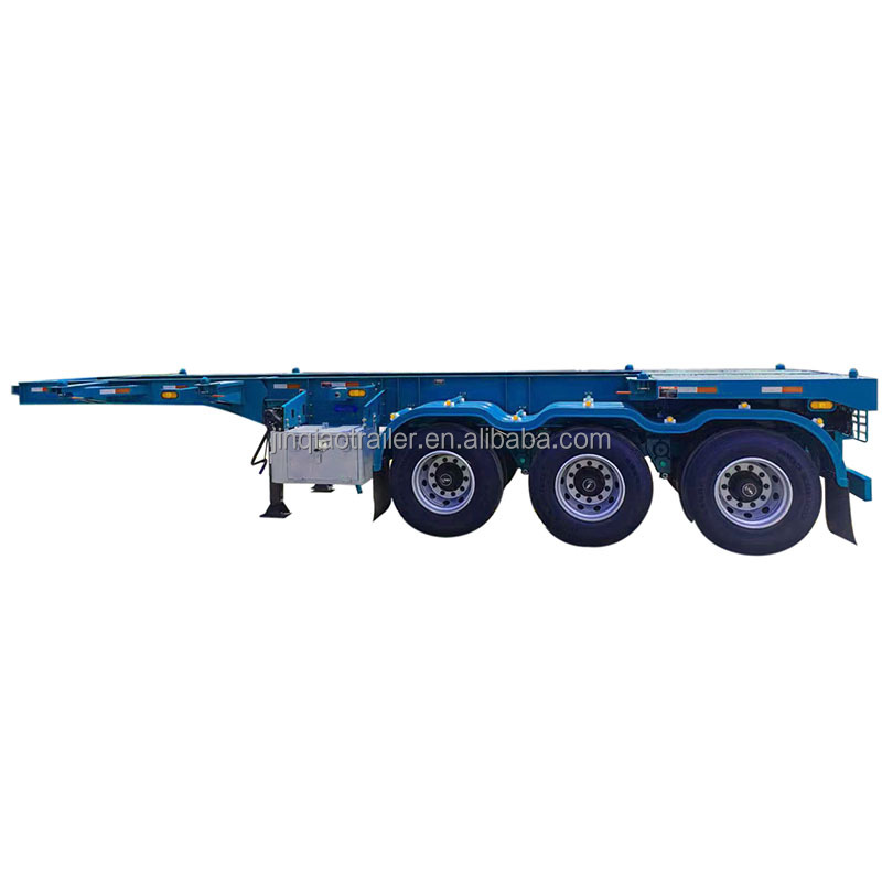Chinese Manufacturer 3 Axles 20Ft 40Ft Transport 20 Feet 40 Ft Container Chassis 50T Skeleton Trailer