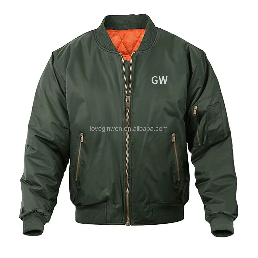 New Fall Winter Custom Casual Bomber Jacket embroidery logo and Coats Men's
