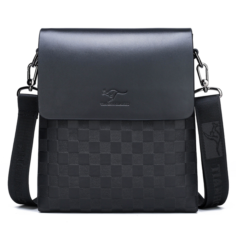 Men's fashion casual checkered shoulder bag high quality waterproof flip casual cross-body bag checkered messenger bag