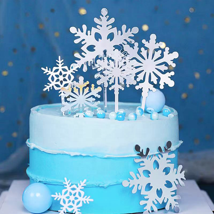 Hot Sale Christmas Party Cake Decoration Snowflake Acrylic Cake Topper