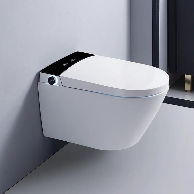 Concealed cistern modern one piece toilet bowl wall mounted ceramic rimless electric intelligent wc wall hung smart toilet