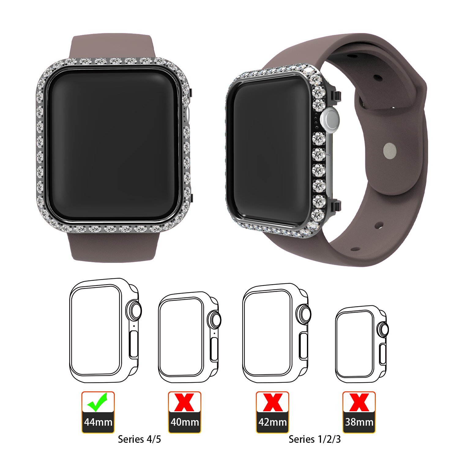 Amazon Hot Sale Protective Metal Watch Face Case for Apple Watch Iwatch Luxury Diamond Metal Smart Watch Case Cover